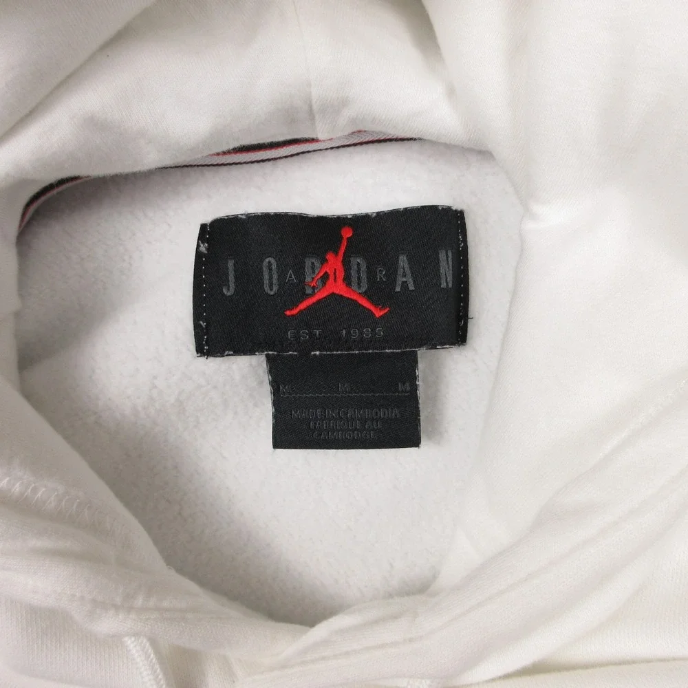 Air Jordan Sweater Mens Medium White Flight Jumpman Pullover Hoodie Sweatshirt